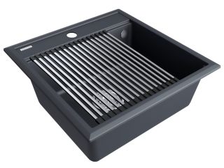 Комплект Paulmark: мойка Stepia 50 и ролл-мат Step PM115051-AN+R375-BS антрацит/брашированная нержавеющая сталь