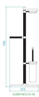 Стойка напольная c держателем туалетной бумаги, щёткой для унитаза и мыльницей, золото Cezares OLIMP-WCS-03/24-M