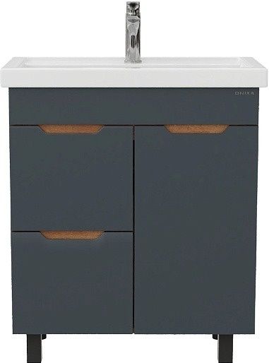 Тумба под раковину напольная Onika Айленд 107069 с корзиной 70 см графит/дуб крафт золотой