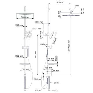 Душевая стойка Swedbe Calypso 5101 без смесителя хром
