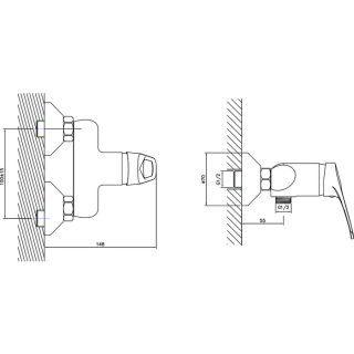 Смеситель для душа Decoroom с гигиеническим душем хром DR37058