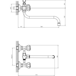 Смеситель для ванны Decoroom с ручным душем хром DR50045R
