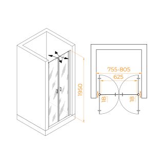 Душевая дверь RGW PA-104Gb 060810408-16 80см брашированное золото