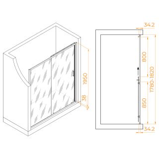 Душевая дверь RGW PA-14Gr 41081418-110 180см серый