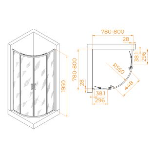 Душевой уголок RGW PA-52B 03085288-14 80x80см чёрный