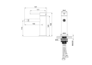 Смеситель для биде Wonzon & Woghand Stick WW-88339017-BG брашированное золото