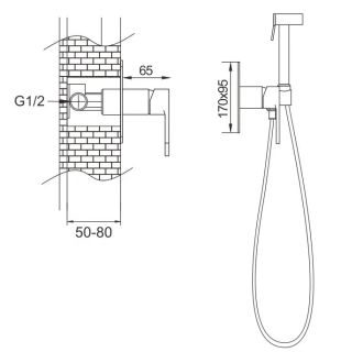 Гигиенический душ со смесителем Rose R255 хром