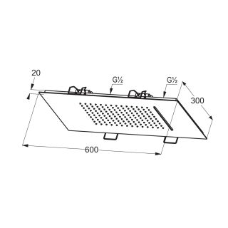 Верхний душ Kludi Asana 69450N2-00 с двумя видами струи 60 см сталь оружейная брашированная