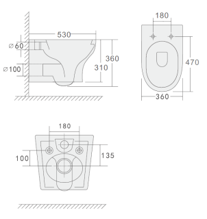Подвесной унитаз Boheme Fiore 978-SET-2-W безободковый с функцией биде белый глянец