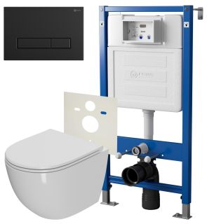 Сет Point PN48055BM: инсталляция Point Элемент PN45120 клавиша Point Меркурий чёрный матовый PN44831BM унитаз Point Афина PN41041