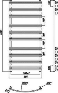 Ravak Полотенцесушитель Водяной Elegance 500 x 1200_W