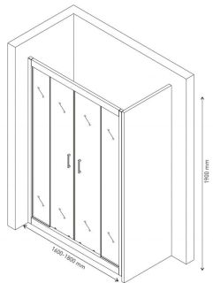 Душевая дверь Berges Porta 160-180см хром 063103