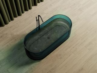 Прозрачная ванна ABBER Kristall AT9708Aquamarin из полиэфирной смолы 170x75см бирюзовый