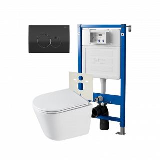 Комплект унитаза с инсталляцией Point Элемент PN48292BC с сиденьем Микролифт
