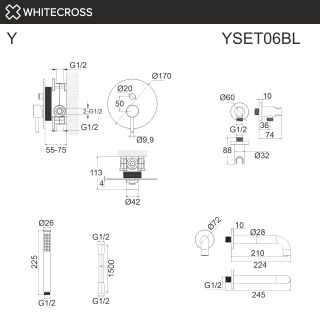 Система для ванны скрытого монтажа WHITECROSS Y YSET06CR хром