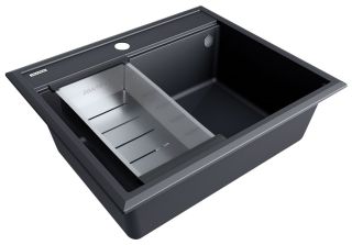 Комплект Paulmark: мойка Stepia 60 и коландер Advance PM115951-AN+A375-BS антрацит/брашированная нержавеющая сталь