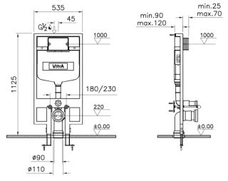 Инсталляция VitrA Rapid 768-5800-01 для подвесного унитаза