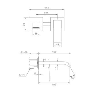 Встраиваемый смеситель для раковины Raglo R02.11 хром