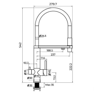 Смеситель для кухни с подключением фильтра Knotlor SS-15/RB, бронза