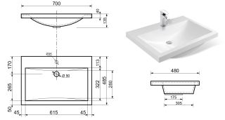 Раковина Эстет Monaco silk ФР-00014950 70см белый