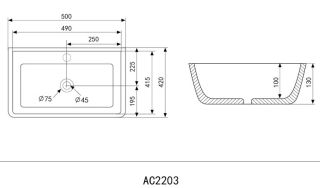 Раковина ABBER Rechteck 50см белый AC2203
