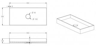 Раковина ABBER Stein AS2622 80см белый матовый
