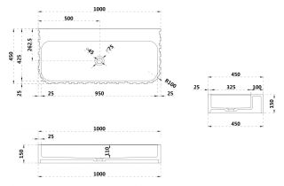 Подвесная раковина ABBER Stein AS2652-1.0 100см белый матовый