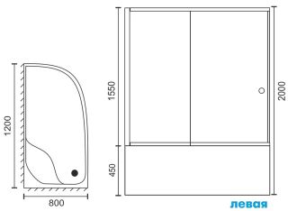 Душевой уголок Royal Bath BK 120x80см левый белый RB8120BK-T-L