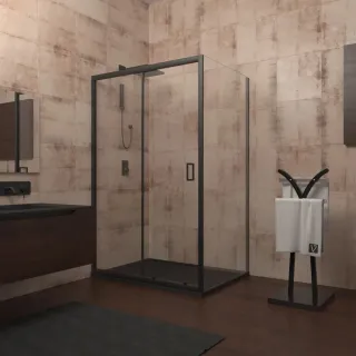 Душевой уголок Veconi Rovigo RV-040B, 1000х800х1850, черный, стекло прозрачное