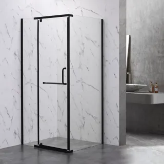 Душевой уголок Veconi Rovigo RV-18B, 900x900x2000, черный, стекло прозрачное