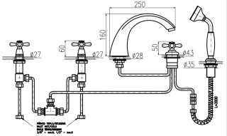 Смеситель на борт ванны Rav Slezak Morava retro MK369.5PSM бронза