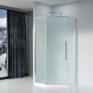 Душевой уголок Black&White Stellar Wind 815900CF 90x90 см профиль хром стекло матовое