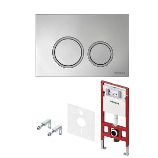 Комплект TECE TECEspring S401101 инсталляция для унитаза с кнопкой смыва хром глянцевый контур клавиш хром матовый