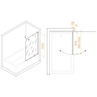 Шторка на ванну RGW SC-01 03110110-11 100см хром