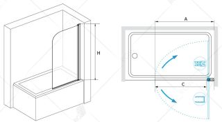 Шторка на ванну RGW Screens SC-109B 60см чёрный 411110906-14