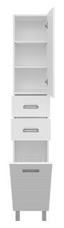 Напольный шкаф - пенал Misty Селена правый 35см с бельевой корзиной белый