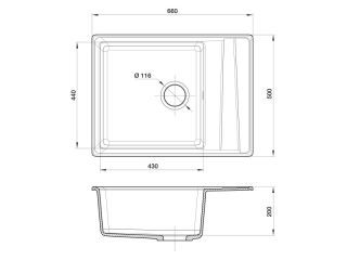 Мойка кухонная GranFest Серая Level LV--660 L сер