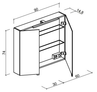 Зеркальный шкаф с подсветкой Sancos Hilton Z900 90см белый