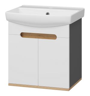 Подвесная тумба под раковину Misty Сканди 50см белый/дуб крафт золотой/антрацит