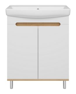 Напольная тумба под раковину Misty Сканди 70см белый/дуб крафт золотой/антрацит