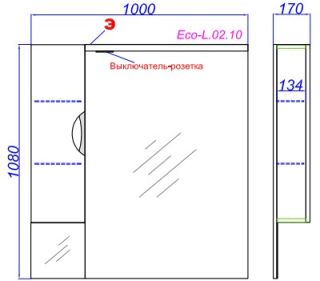 Зеркальный шкаф Aqwella ЭкоЛайн Eco-L.02.10