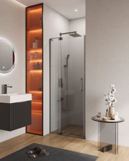 Душевая дверь CEZARES SLIDER-B-1-80/90-C-GM оружейная сталь