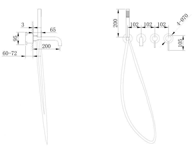 Встраиваемый смеситель для ванны ABBER Wasser Kreis AF8130B чёрный матовый