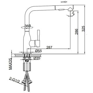 Смеситель для кухни Frap F6096-9 Оружейная сталь