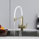 Смеситель для кухни Gappo G4395-53 с подключением фильтра питьевой воды и гибким изливом золото/белый