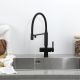 Смеситель для кухни Gappo G4395-56 с подключением фильтра питьевой воды и гибким изливом чёрный