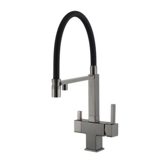 Смеситель для кухни Gappo G4395-59 с подключением фильтра питьевой воды и гибким изливом оружейная сталь/чёрный