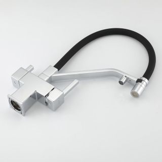 Смеситель для кухни Gappo G4395-60 с подключением фильтра питьевой воды и гибким изливом хром/чёрный