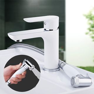 Смеситель для раковины с гигиеническим душем Gappo G1048-1 белый/хром