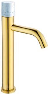 Смеситель для накладной раковины Boheme Stick золото/белый 122-G-MR-W